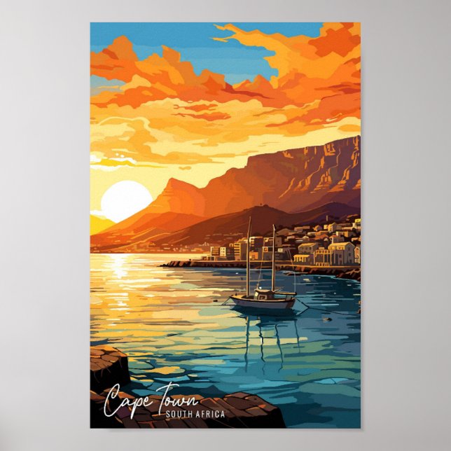 Poster Cape Town South Africa Art Travel Illustration (Devant)