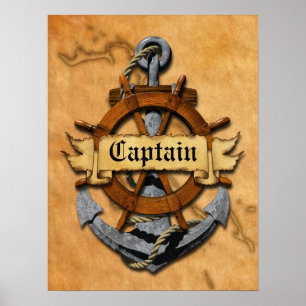 Poster Capitaine Anchor et roue
