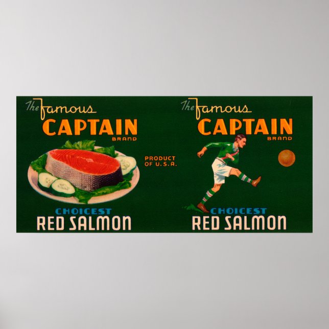 Poster Capitaine Brand Saumon Étiquette (Devant)