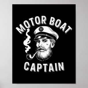 Poster Capitaine de bateau à moteur Aventure nautique en 
