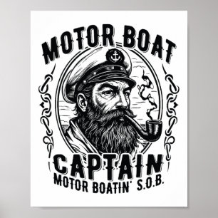 Poster Capitaine de Ponton Vintage S.o.b. Motor Boatin 'S
