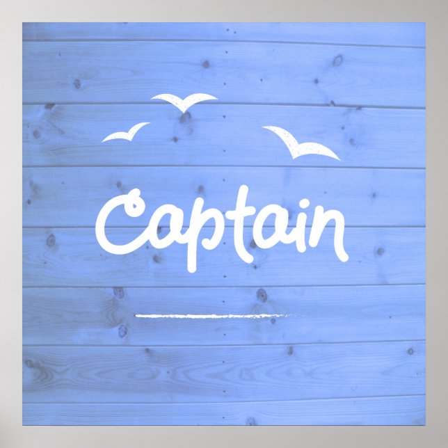 Poster Capitaine du navire Blue Sailing Beach House (Devant)