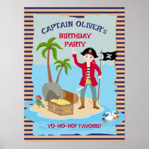 Poster Capitaine du navire pirate Anniversaire Favors Par