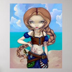 Poster Capitaine Molly Morgan Art Print - fille de pirate
