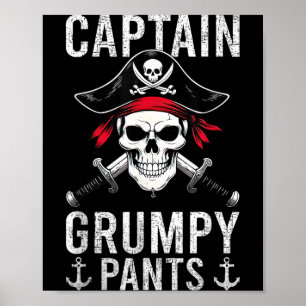 Poster Capitaine Mpy Pantalon Évaluer Humour Crâne Graphi