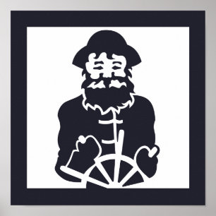 Poster CAPITAINE nautique en mer  