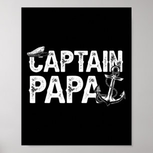 Poster Capitaine Papa Pontoon Lac Marin Pêche Bateau F