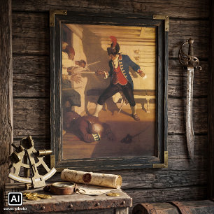 Poster Capitaine pirate vintage, combat à l'épée par NC W