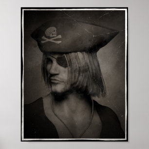 Poster Capitaine Portrait - effet antique de pirate