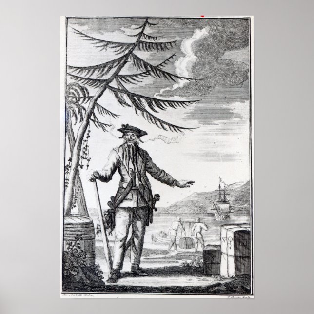 Poster Capitaine Teach, communément appelé Barbe noire (Devant)