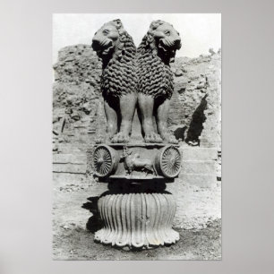 Poster Capital de lion du pilier de l'empereur Ashoka