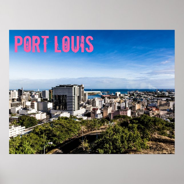Poster Capitale Maurice de Port Louis Skyline (Devant)