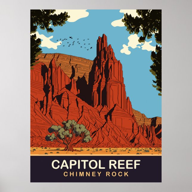 Poster Capitol Reef, Chimney Rock, Voyage (Devant)