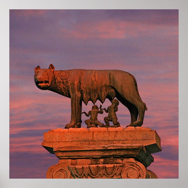 Poster Capitoline Wolf Rome Symbole Mythe Bronze Sculptur (Devant)