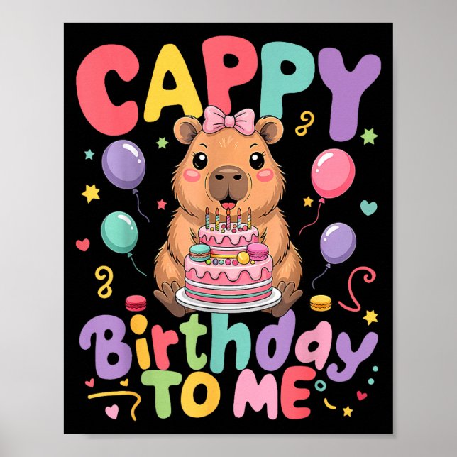 Poster Cappy Birthday To Me Cute Capy Capybara Birthday G (Devant)
