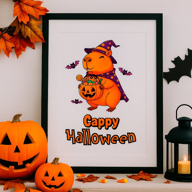 Poster Cappy Halloween Funny Capybara Sorcière Éffrayante (Créateur téléchargé)