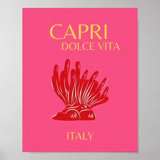Poster Capri, Italie, rose (Devant)
