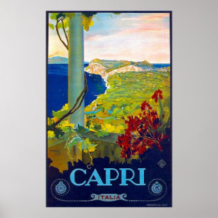 Poster Capri, littoral, mer, Italie, riviera italienne