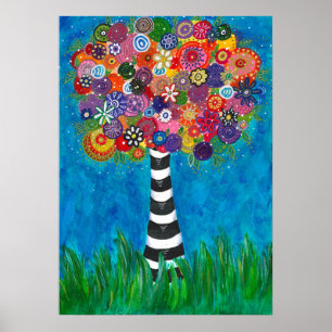 Poster Capricious Happy Colorful Tree Oeuvre originale