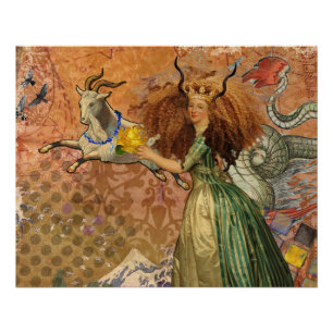 Poster Capricorn Femme Chèvre Whimsical Amusant