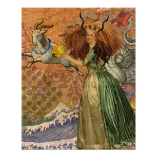 Poster Capricorn Femme Chèvre Whimsical Amusant