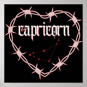 Poster Capricorne Constellation Art céleste gothique fonc