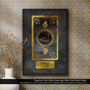 Poster Capricorne Dark Zodiac Astrologie : Black Gold Nom