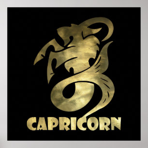 Poster Capricorne d'or rustique chèvre 2