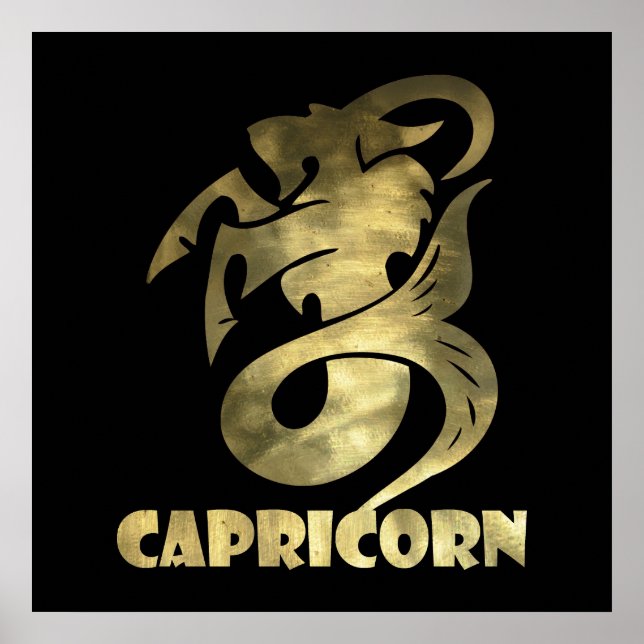 Poster Capricorne d'or rustique chèvre 2 (Devant)