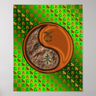 Poster Capricorne et chèvre de bois