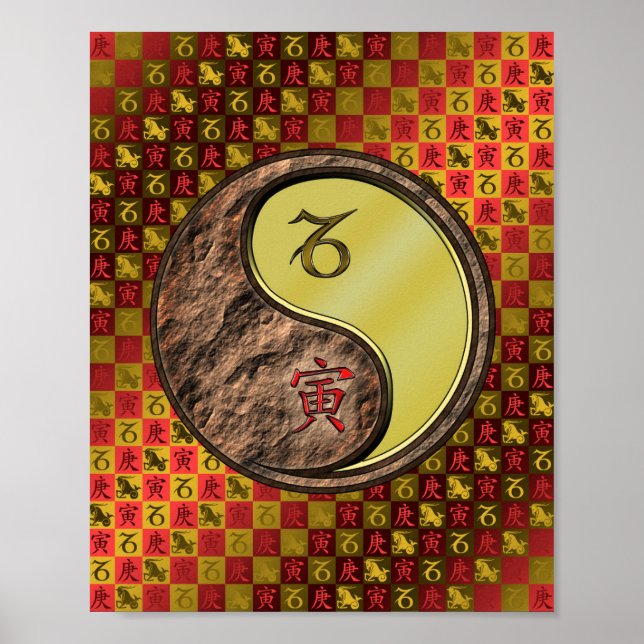 Poster Capricorne et Tigre métallique (Devant)