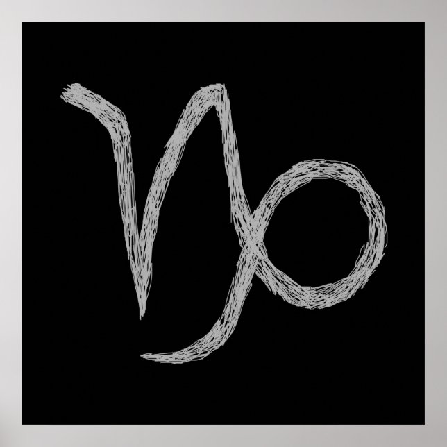 Poster Capricorne. Panneau astrologie zodiaque. Noir. (Devant)