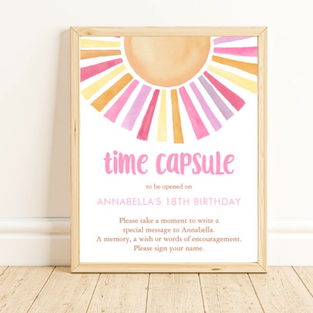 Poster Capsule de temps Boho sunshine sun girls 1er anniv (Créateur téléchargé)