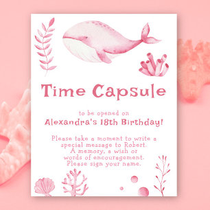 Poster Capsule Temporel Baleine Rose 1er anniversaire