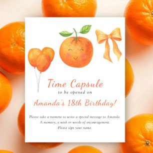 Poster Capsule temporel de cutie orange aquarelle 1er ann