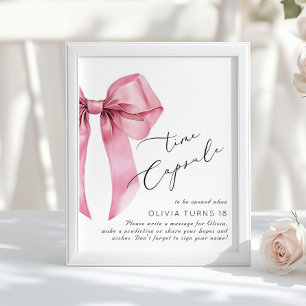 Poster Capsule Temporelle Anniversaire Ruban Rose