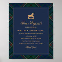 Capsule Temporelle Cheval à Bascule Tartan Bleu