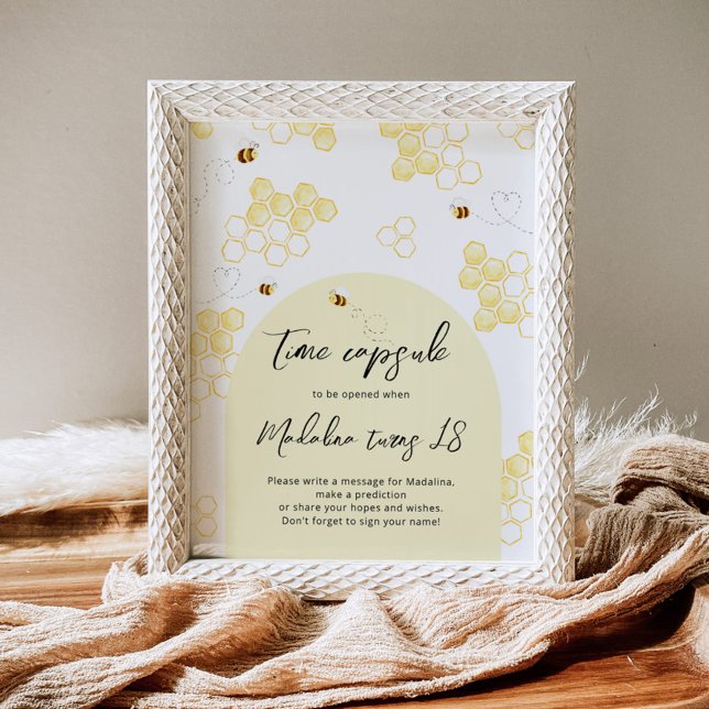 Poster Capsule temporelle d'anniversaire d'abeille bourdo (Créateur téléchargé)