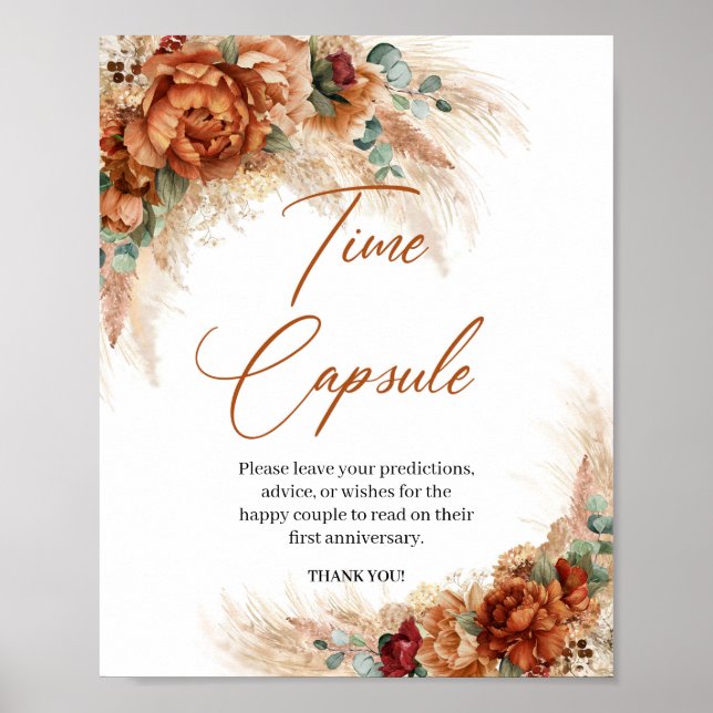 Poster Capsule temporelle de pampas en terre cuite tropic (Devant)