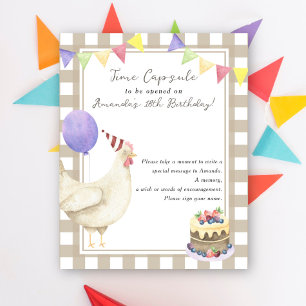 Poster Capsule temporelle de poulet 1er anniversaire genr