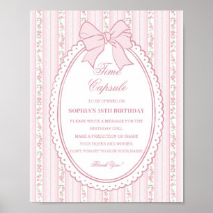 Poster Capsule Temporelle Florale Fancy Vintage Rose Pâle