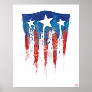 Poster Captain America Bouclier Rétro Traits de Pinceau