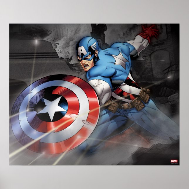 Poster Captain America déviant l'attaque (Devant)
