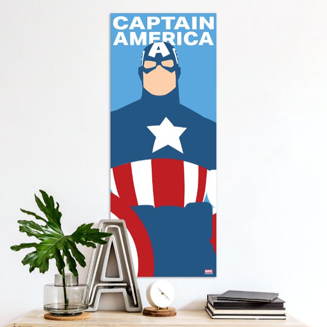 Poster Captain America Flat Color Character Art (Créateur téléchargé)