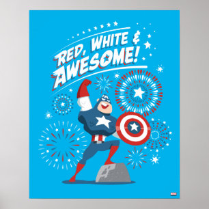 Poster Captain America "Rouge, Blanc et Incroyable !"