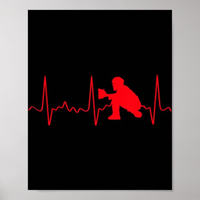 Poster Capteur de baseball - Catcher de baseball rouge (Devant)