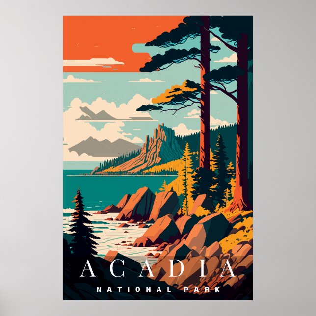 Poster captivant du parc national Acadia (Devant)