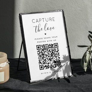 Poster Capturer le panneau d'amour. Code QR mariage noir