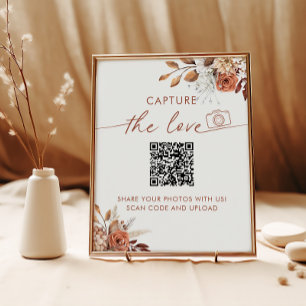 Poster Capturez le code QR Love Boho Fête des mariées