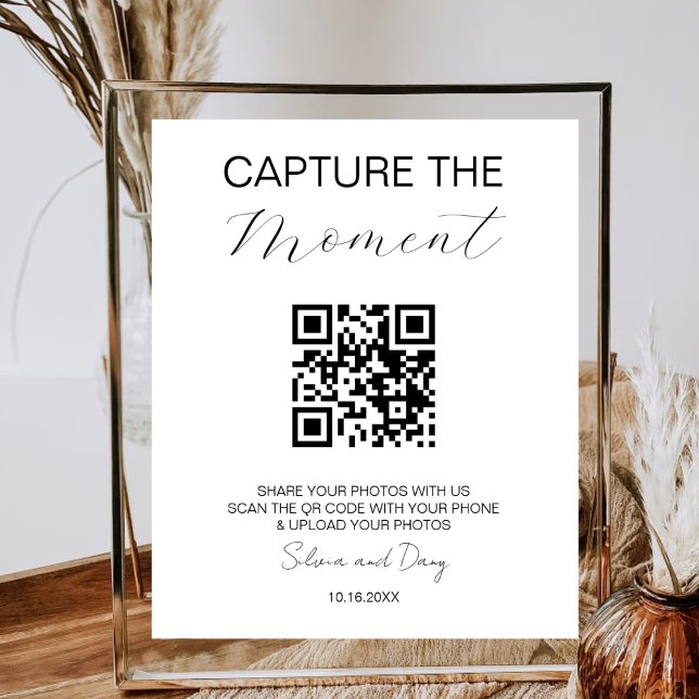 Poster Capturez Le Moment QR Code Mariage Photo Minimale (Créateur téléchargé)